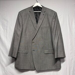 Calvin Klein Men’s Charcoal Silk and Wool Blend Houndstooth Blazer 50R